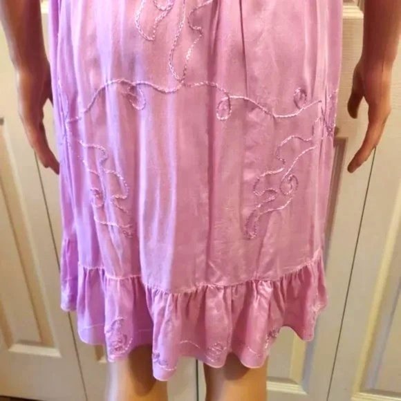 Island Planet Miami Beach Mauve Adjustable Strap Embroidered Sundress NWOT - Picture 6 of 6
